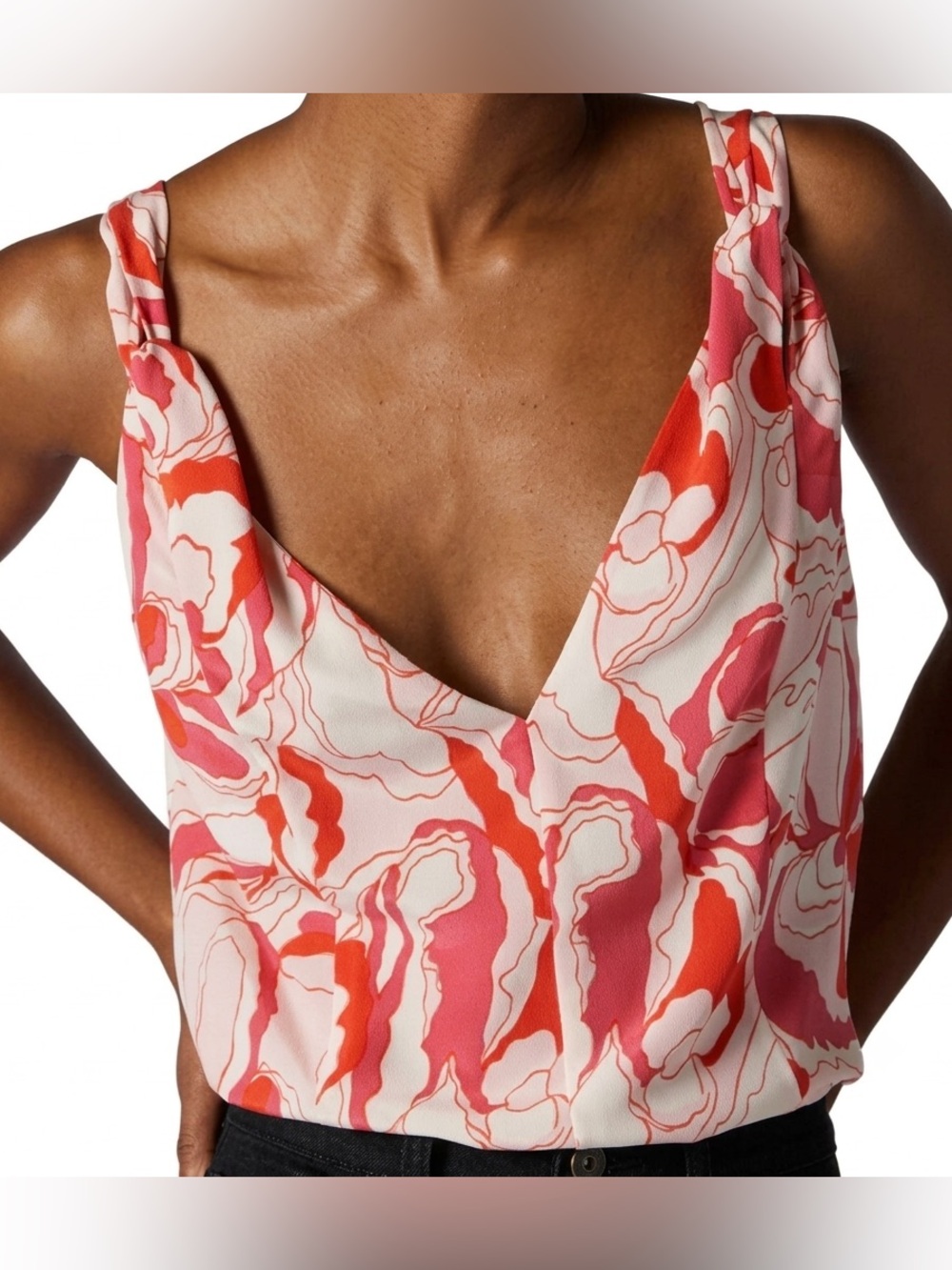 Equipment Femme Hadley Silk Crepe Tank XS Raspberry Sorbet Floral 100% Silk